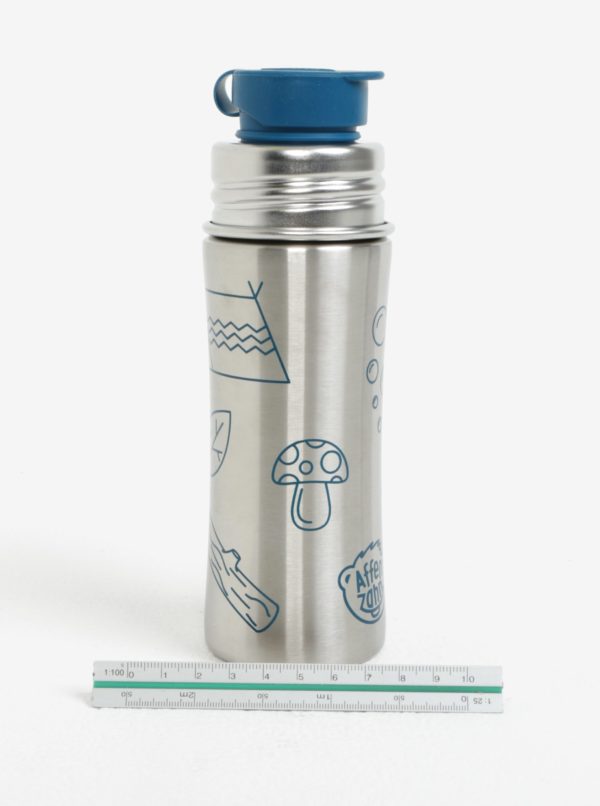 Nerezová fľaša na pitie s detailmi v modrej farbe Affenzahn 330 ml