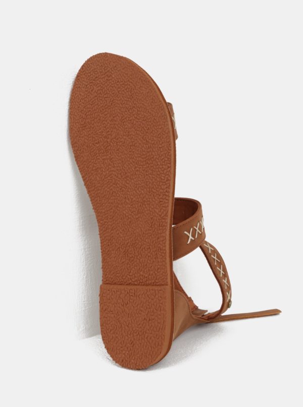 Hnedé dámske sandále s prešívaným vzorom Roxy Natalie
