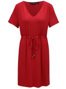 Červené šaty so sťahovaním v páse Dorothy Perkins