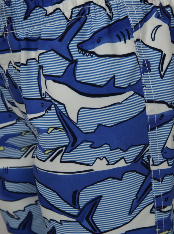 Modré chlapčenské plavky s motívom žralokov Tom Joule