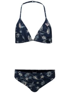Tmavomodré dievčenské dvojdielne kvetované plavky Roxy Be
