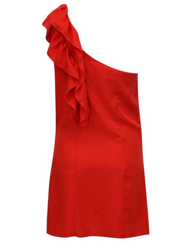 Červené šaty cez jedno rameno s volánom Fornarina Leila