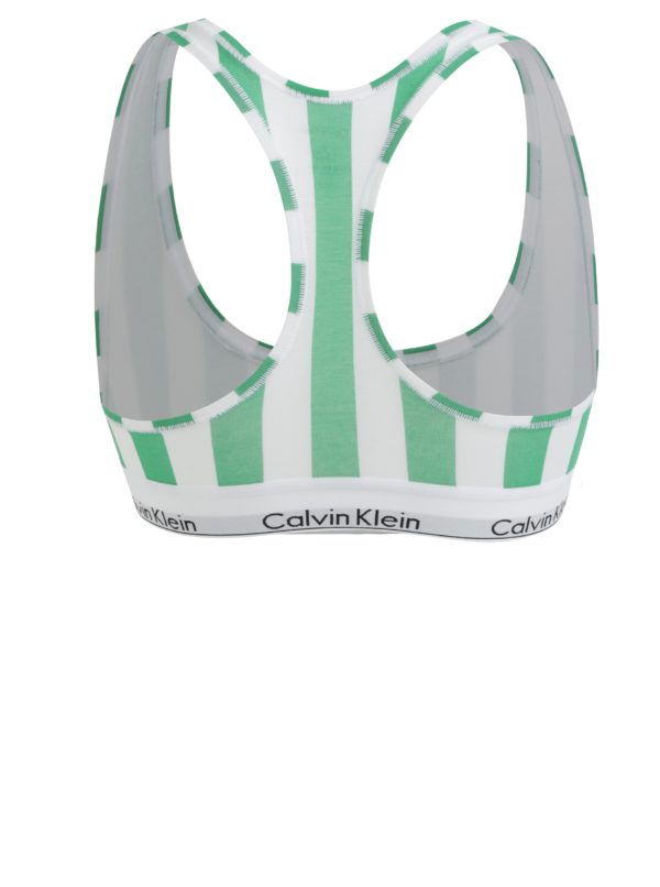 Bielo-zelená pruhovaná podprsenka Calvin Klein Underwear