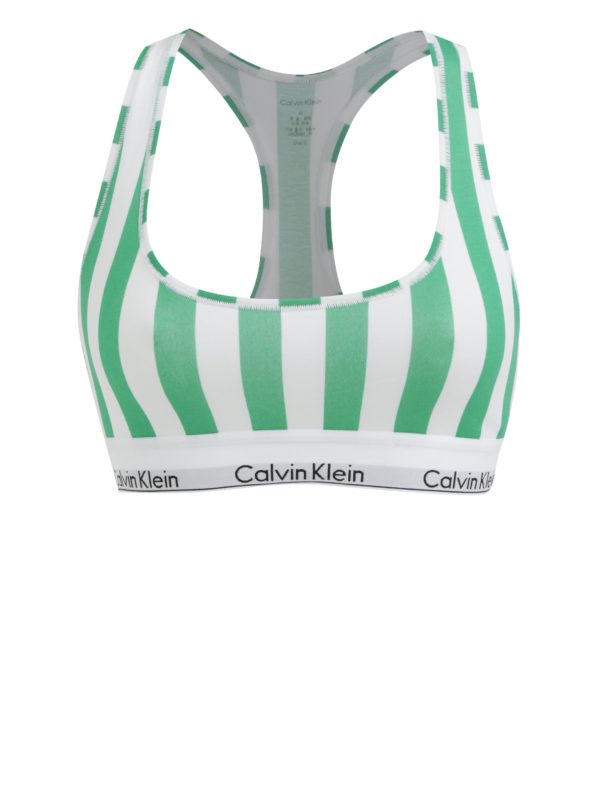 Bielo-zelená pruhovaná podprsenka Calvin Klein Underwear