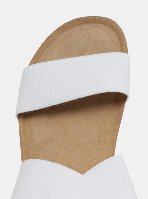 Biele sandále na kline s elastickými pásikmi OJJU