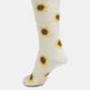 Béžovo-čierne unisex ponožky s motívom slnečníc Fusakle Slnečnice