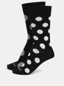 Bielo-čierne unisex bodkované ponožky Fusakle Biele diery