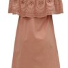 Staroružové šaty s odhalenými ramenami a madeirou Dorothy Perkins