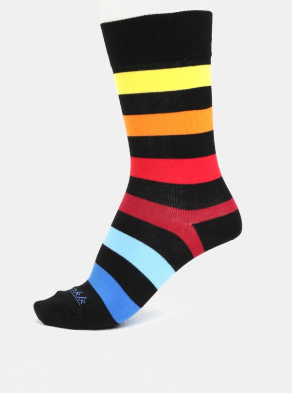 Čierne unisex pruhované ponožky Fusakle Extrovert temný