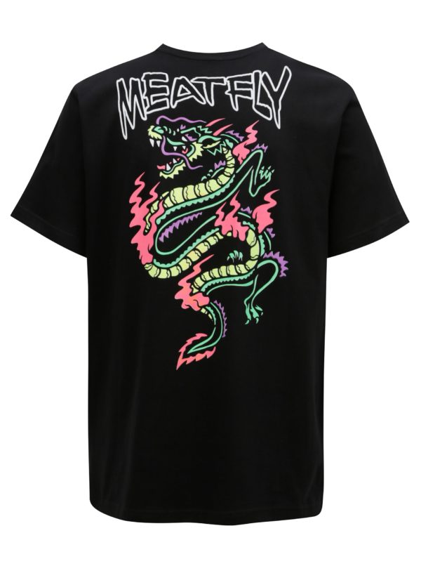 Čierne pánske tričko s potlačou na chrbte MEATFLY Dragon