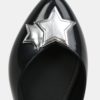 Čierne lesklé baleríny s detailmi v striebornej farbe Zaxy Chic