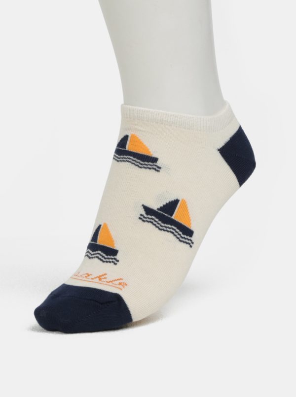 Krémové unisex členkové ponožky Fusakle Na more