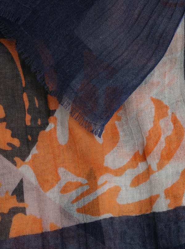 Oranžovo-modrá vzorovaná šatka Pieces Dawn