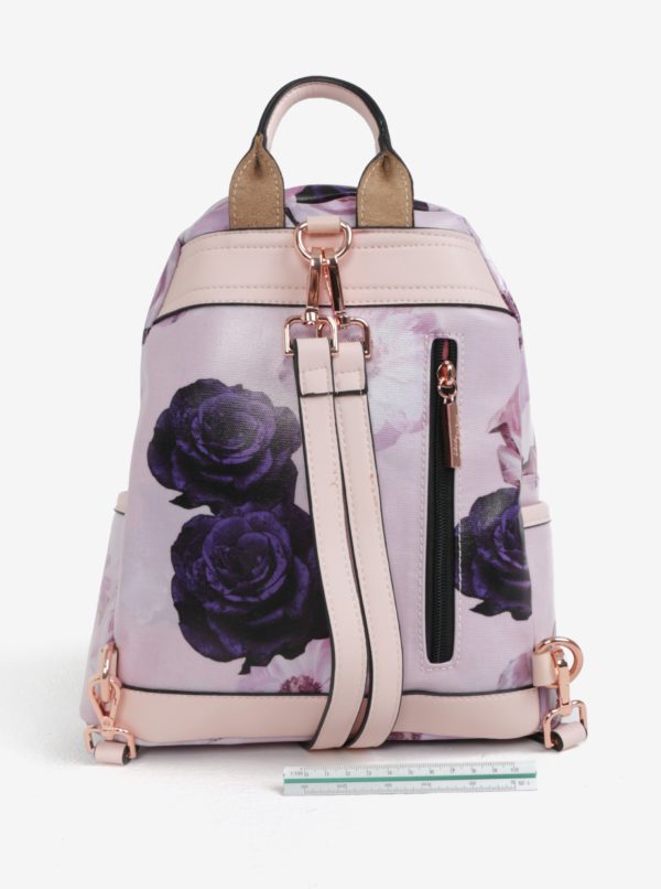 Ružový kvetovaný batoh s koženými detailmi Liberty by Gionni Fleur