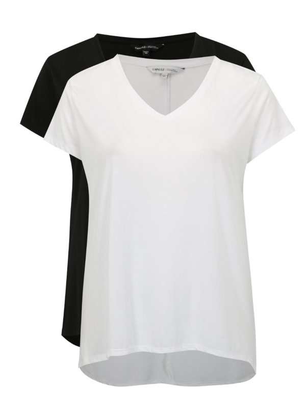 Súprava dvoch tričiek v bielej a čiernej farbe simply be.