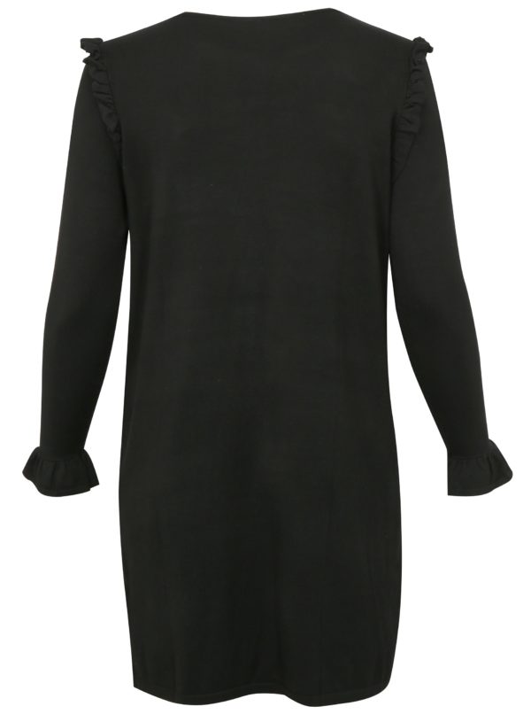 Čierne svetrové šaty s volánmi simply be.