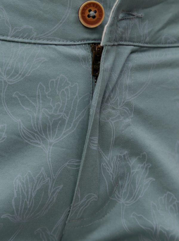Mentolové kvetované chino nohavice Brakeburn