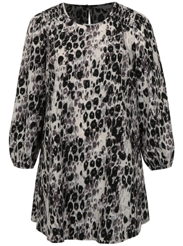 Čierno-biele leopardie šaty s dlhým rukávom simply be.