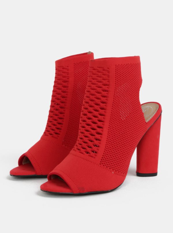 Červené sandálky na širokom podpätku MISSGUIDED