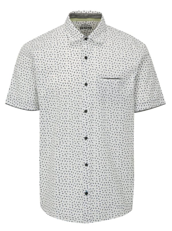 Biela pánska regular fit košeľa so vzorom s.Oliver