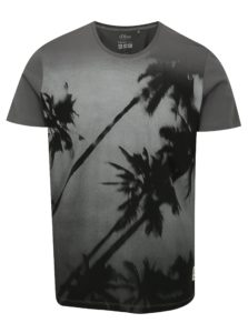 Sivé pánske tričko s motívom palmy s.Oliver