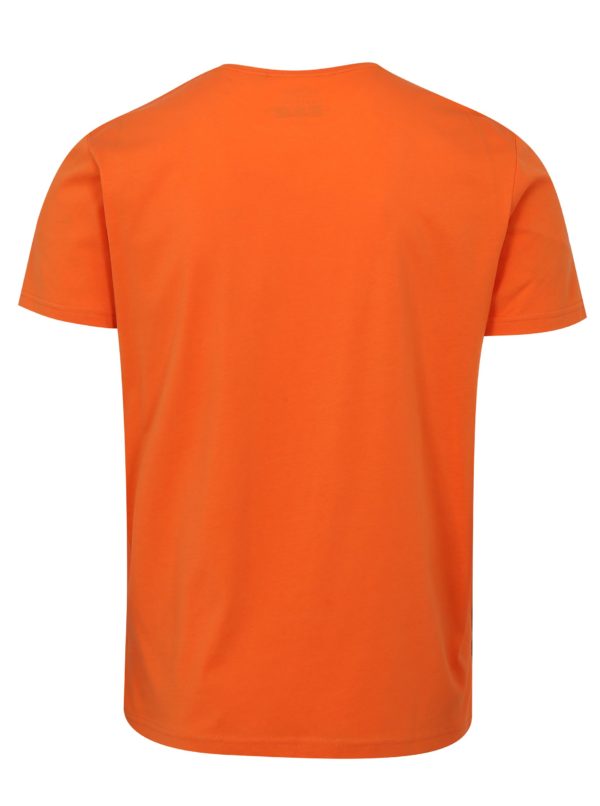 Oranžové pánske slim fit tričko s potlačou s.Oliver