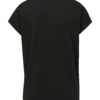 Čierne voľné tričko s golierikom a bielou potlačou Moss Copenhagen Musta