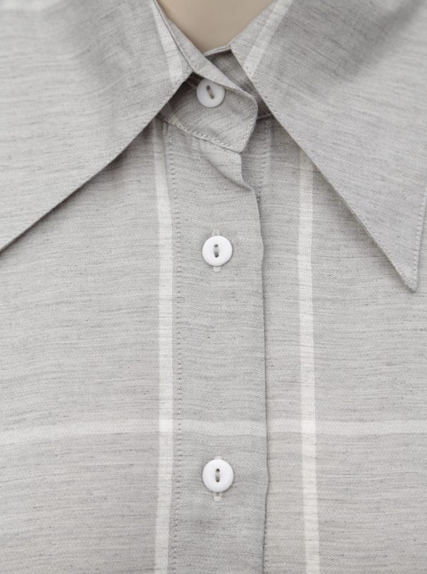 Sivé kockované košeľové ľanové šaty THAÏS & STRÖE