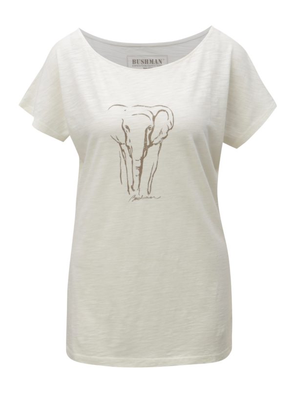 Krémové dámske tričko s potlačou slona BUSHMAN Galleria