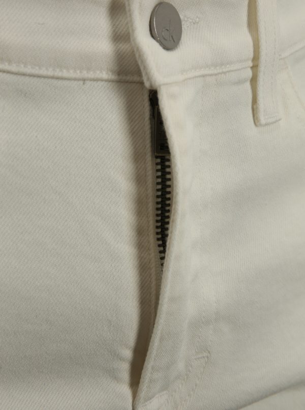 Krémové pánske rifľové slim kraťasy Calvin Klein Jeans