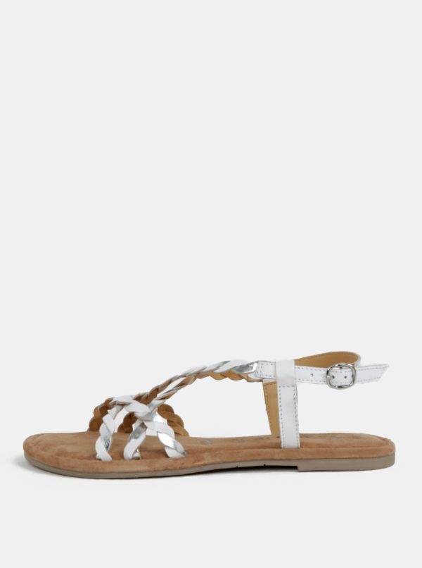 Hnedo-biele kožené sandále Tamaris