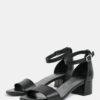 Čierne kožené sandálky na podpätku Tamaris