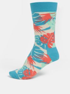 Béžovo-tyrkysové dámske vzorované ponožky Happy Socks Jungle 