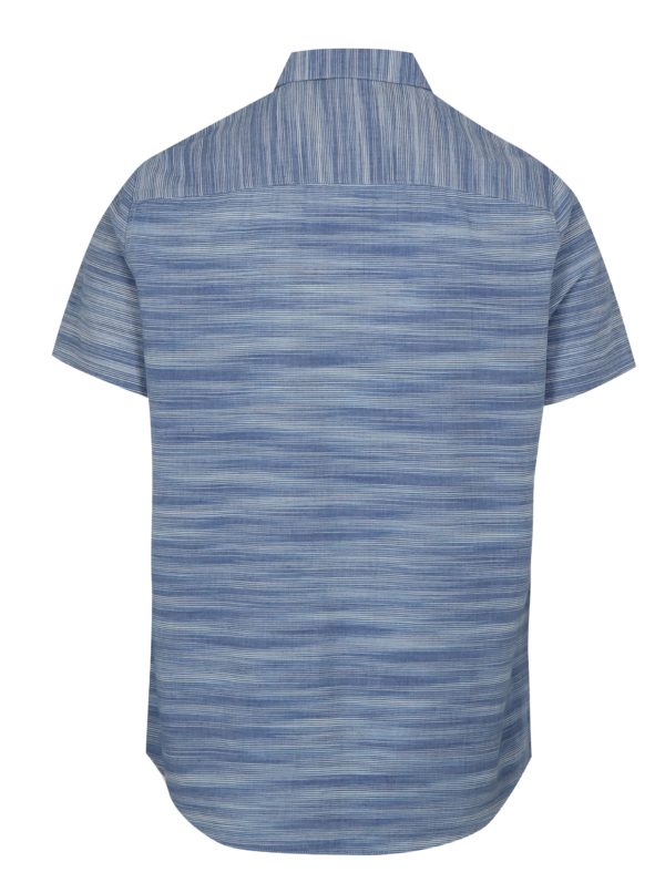 Modrá pruhovaná košeľa s krátkym rukávom Burton Menswear London