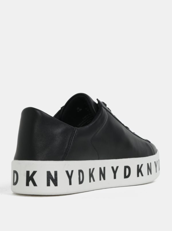Čierne kožené tenisky na platforme DKNY
