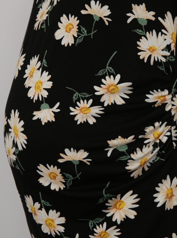Krémovo–čierne kvetované tehotenské tričko Dorothy Perkins Maternity