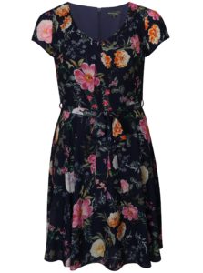 Tmavomodré kvetované šaty Billie & Blossom Curve