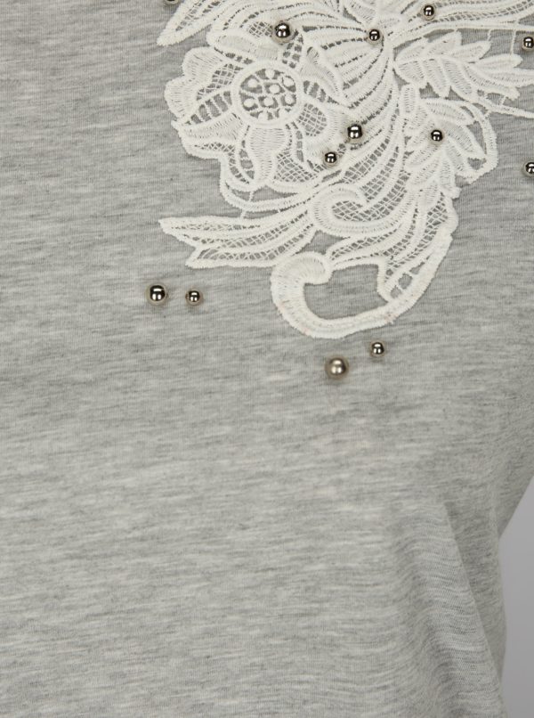 Sivé tričko s ozdobnými detailmi Dorothy Perkins Curve