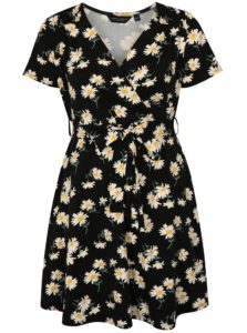 Čierne kvetované šaty s krátkym rukávom Dorothy Perkins Curve
