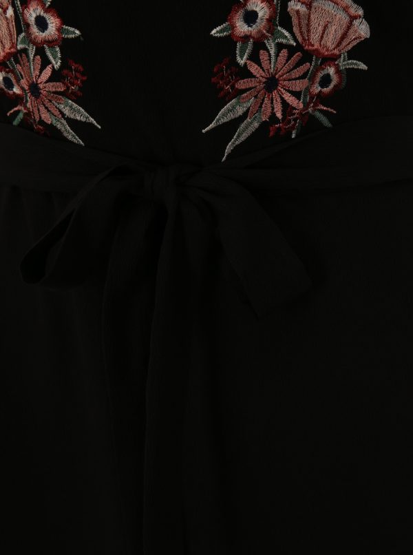 Čierne maxišaty s výšivkou kvetín Dorothy Perkins