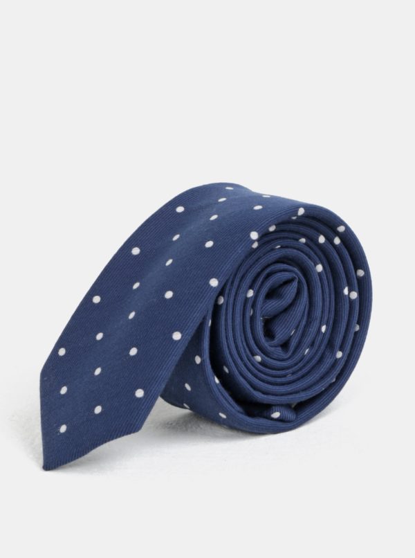 Tmavomodrá bodkovaná slim kravata Jack & Jones