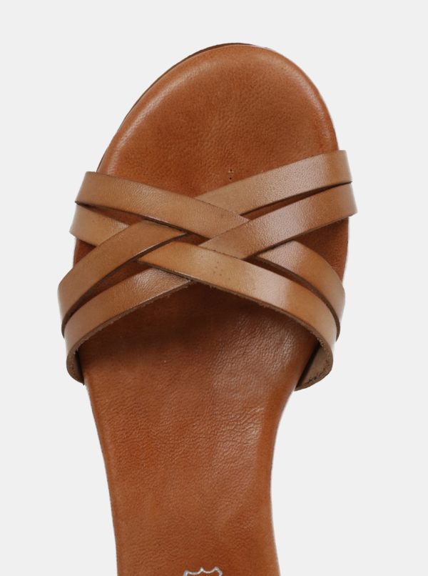 Hnedé kožené sandále OJJU