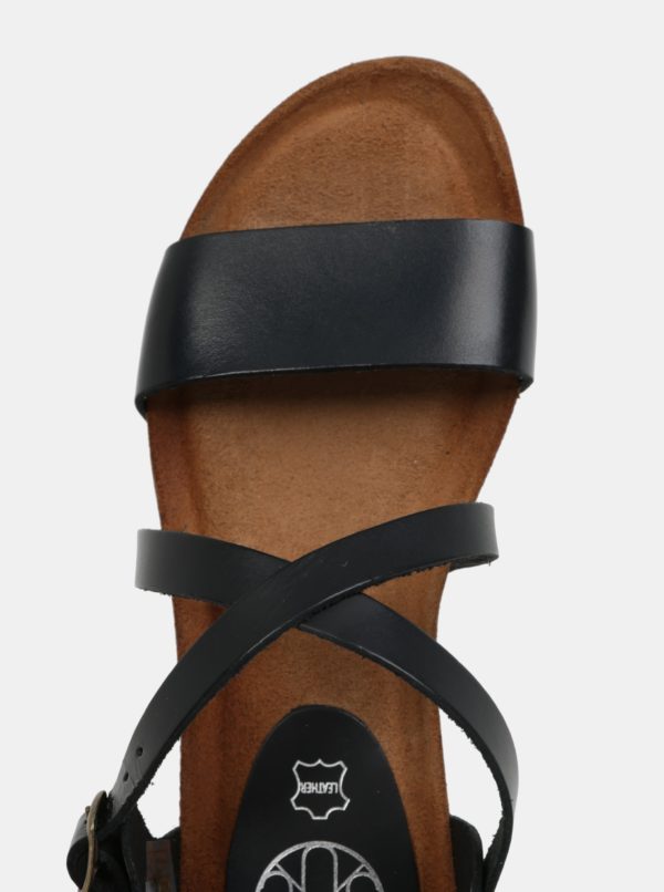 Čierne kožené sandále OJJU