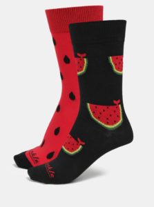 Červeno-čierne unisex vzorované ponožky Fusakle