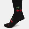 Červeno-čierne unisex vzorované ponožky Fusakle Čerešne v noci