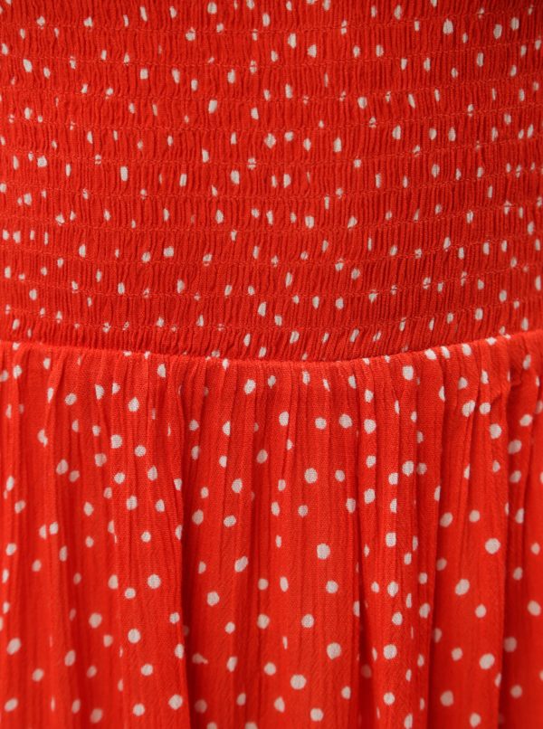 Červené bodkované šaty s odhalenými ramenami Blendshe Dotta