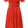 Červené bodkované šaty s odhalenými ramenami Blendshe Dotta