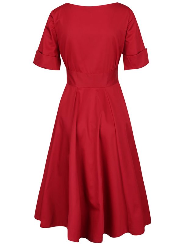 Červené šaty s prekladaným výstrihom Closet