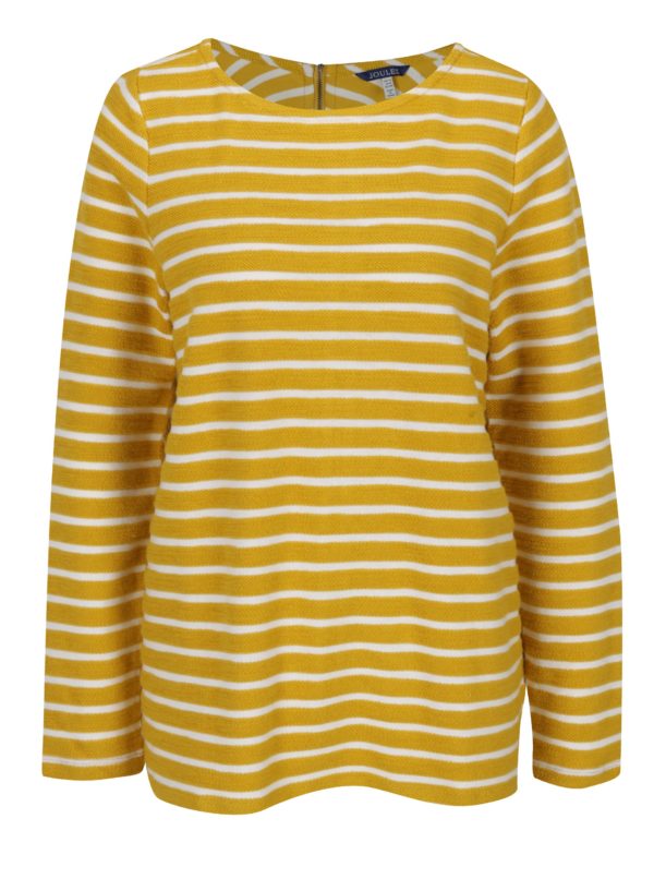 Žltý pruhovaný dámsky sveter so zipsom Tom Joule Caroline