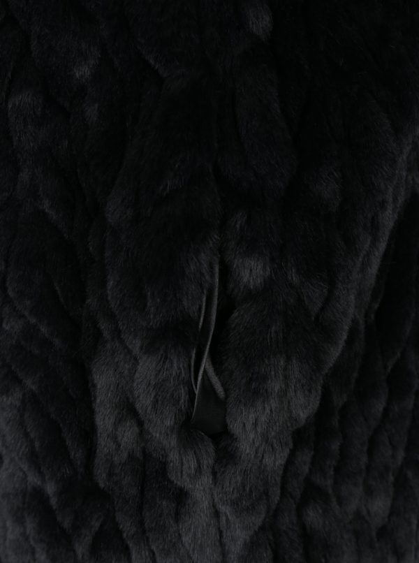 Čierny kabát z umelej kožušiny s vreckami Dorothy Perkins